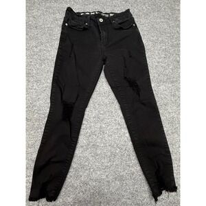 S.O.N.G. Curvy High Rise Skinny Ankle Jeans Black‎ Distressed Size 5/27